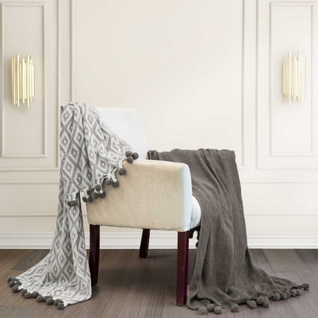 Amrapur Diamond Maze and Solid 2-Pack Cotton Throw