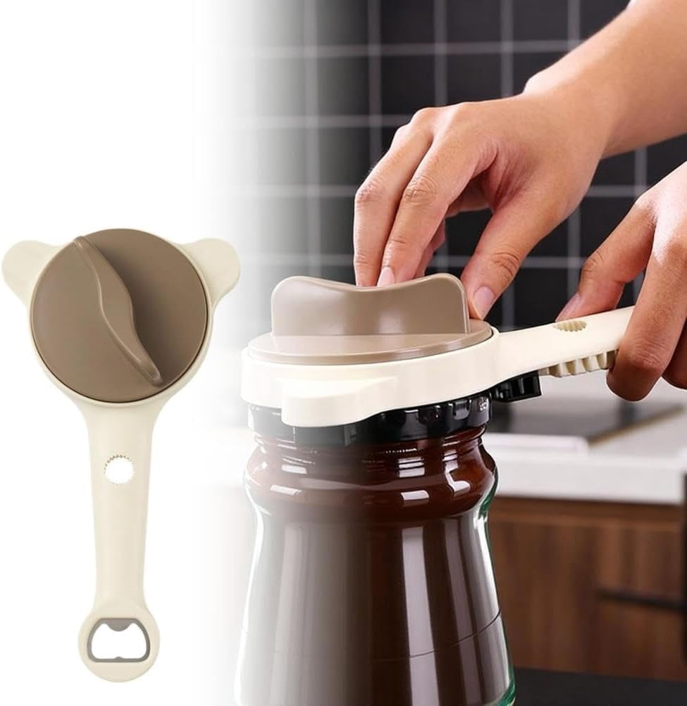 4 In 1 Multi-Purpose Jar Opener, 2026 Adjustable Stainless Steel Lid Opener with Non-Slip Long Handle for Jars Bottles Cans