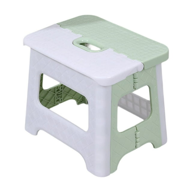 Folding Stool Utility Seat Space Saving Lightweight Design Portable Compact Step Tool Home Office Outdoor Multipurpose Plastic Frame Square Grid Pattern Support F-32 D