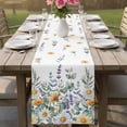 thumbnail image 4 of Floral Eucalyptus Leaves Table Runner - 70 Inch Long Summer Botanical Watercolor Daisy Cotton and Linen Blended Dress Scarves Farmhouse Table Runner for Kitchen Dining, Coffee Table, 13" x 70", 4 of 8