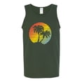 thumbnail image 2 of Two Coconut Palm Trees Beach Sunset | Mens Pop Culture Graphic Tank Top, Forest Green, 2XL, 2 of 4