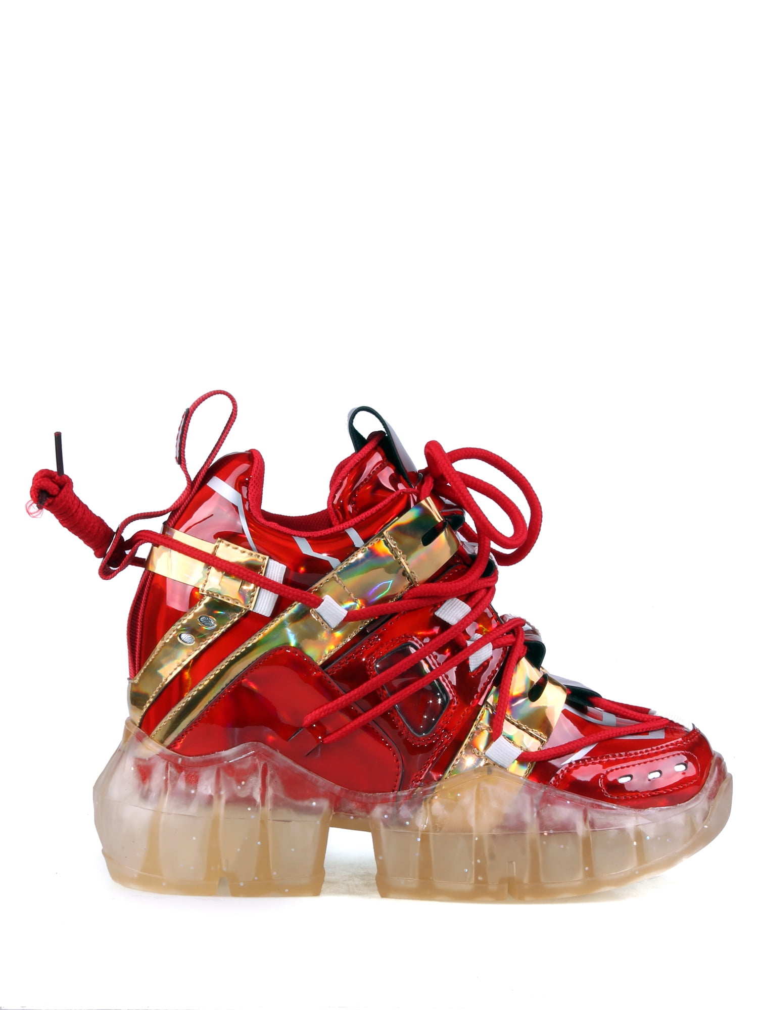 Anthony Wang Chunky Clear Sole Hidden Platform Sneakers in Iron
