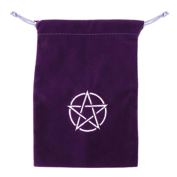 Mantel de cartas altar con de hexagrama / pentagrama, bolsa con cordón de tapiz cuadrado de Wicca Púrpura Yotijar Mantel de la Carta del Tarot