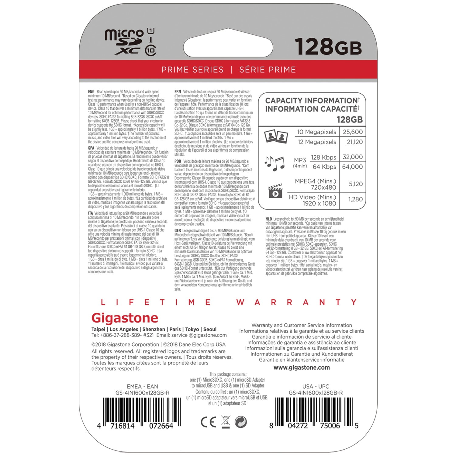 Gigastone Prime Series microSD Card 4-in-1 Kit, 128 GB
