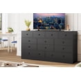 thumbnail image 3 of Luku Dresser for Bedroom,12 Drawer Dressers & Chests of Drawers, Wood Storage Drawer Dresser with Power Outlet, 61 Inch, 3 of 9