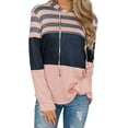 thumbnail image 1 of Sudaderas con capucha informales de bloque de Color a rayas de manga larga para mujer Adepaton WMPH-1202-21, 1 of 5