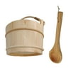 Wood Kit, 2Pcs Accessories Set with Wooden Bucket Ladle for Steam Room and SPA. 6Liter