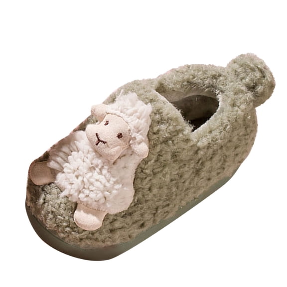 XXWXYD Kids Winter Slippers Fuzzy 𝖢ozy Indoor Shoes with Carton Sheep Design, Soft Flat Bottom Warm House Shoes for Boys Girls