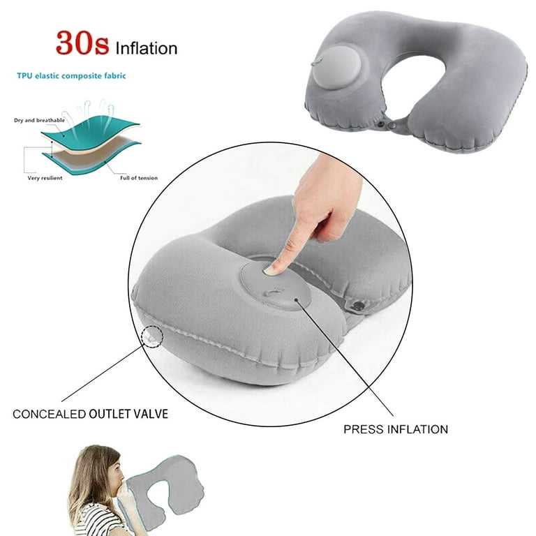 Noarlalf Seat Cushion Travel Neck Pillow Memory Foam Airplane Travel  Comfortable Washable Cover Plane Neck Support Pillow for Neck Sleeping Chair  Cushions 28*26*8 