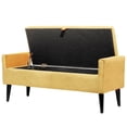 thumbnail image 6 of Dazone Armed Indoor Storage Bench With 2 Round Pillows, 47 inches Ottoman with Storage, Velvet Bench Safety Hinge Ottoman Armrest, Large Storage Bench,for Bedroom Living Room Porch Entryway, Yellow, 6 of 9