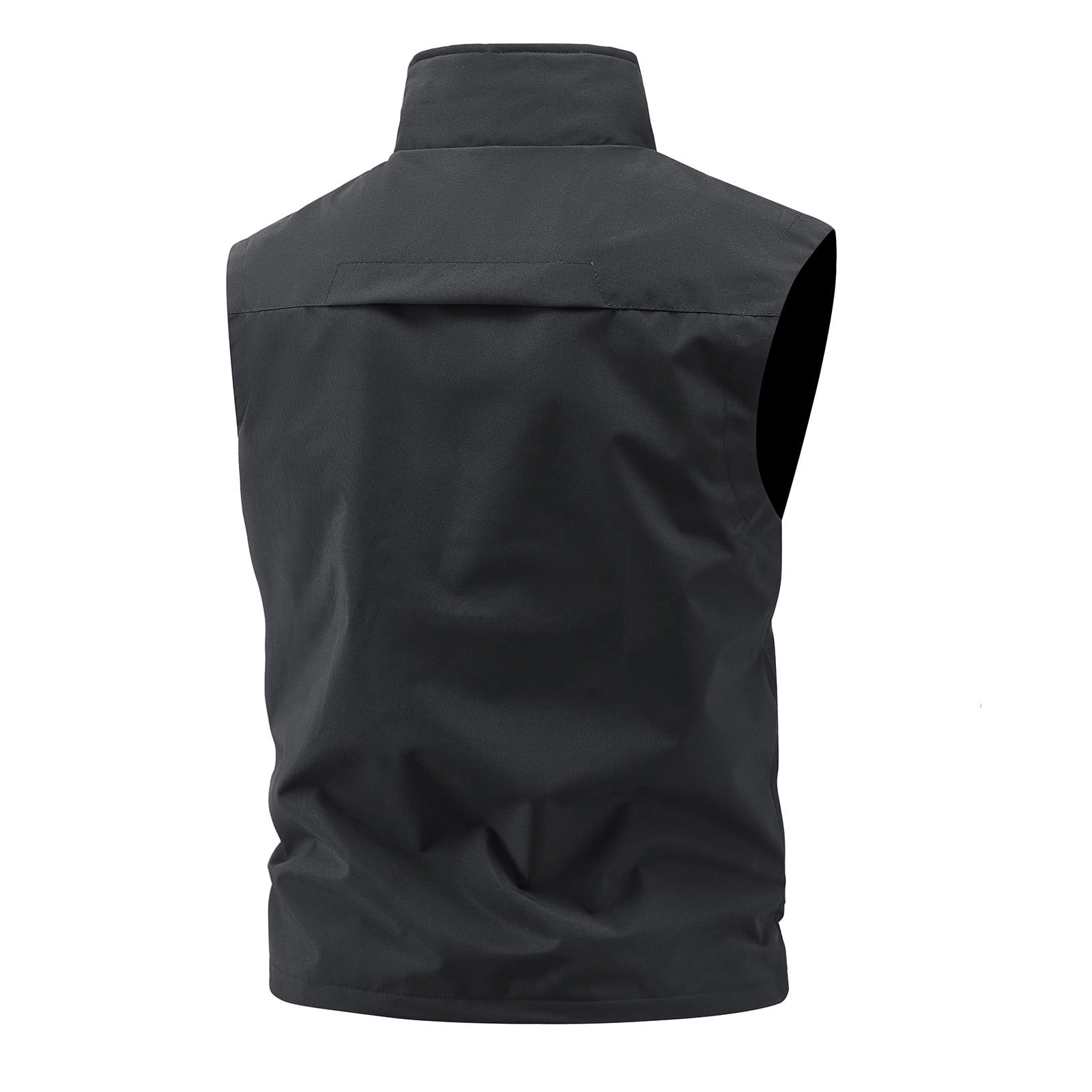 Wrtxtat Men's Zip-Up Vest Stand Collar Outdoor Hiking Vests with Zipper Pockets Lightweight Softshell Summer Spring Travel Golf Running Vest Big and Tall Black#02 XXL
