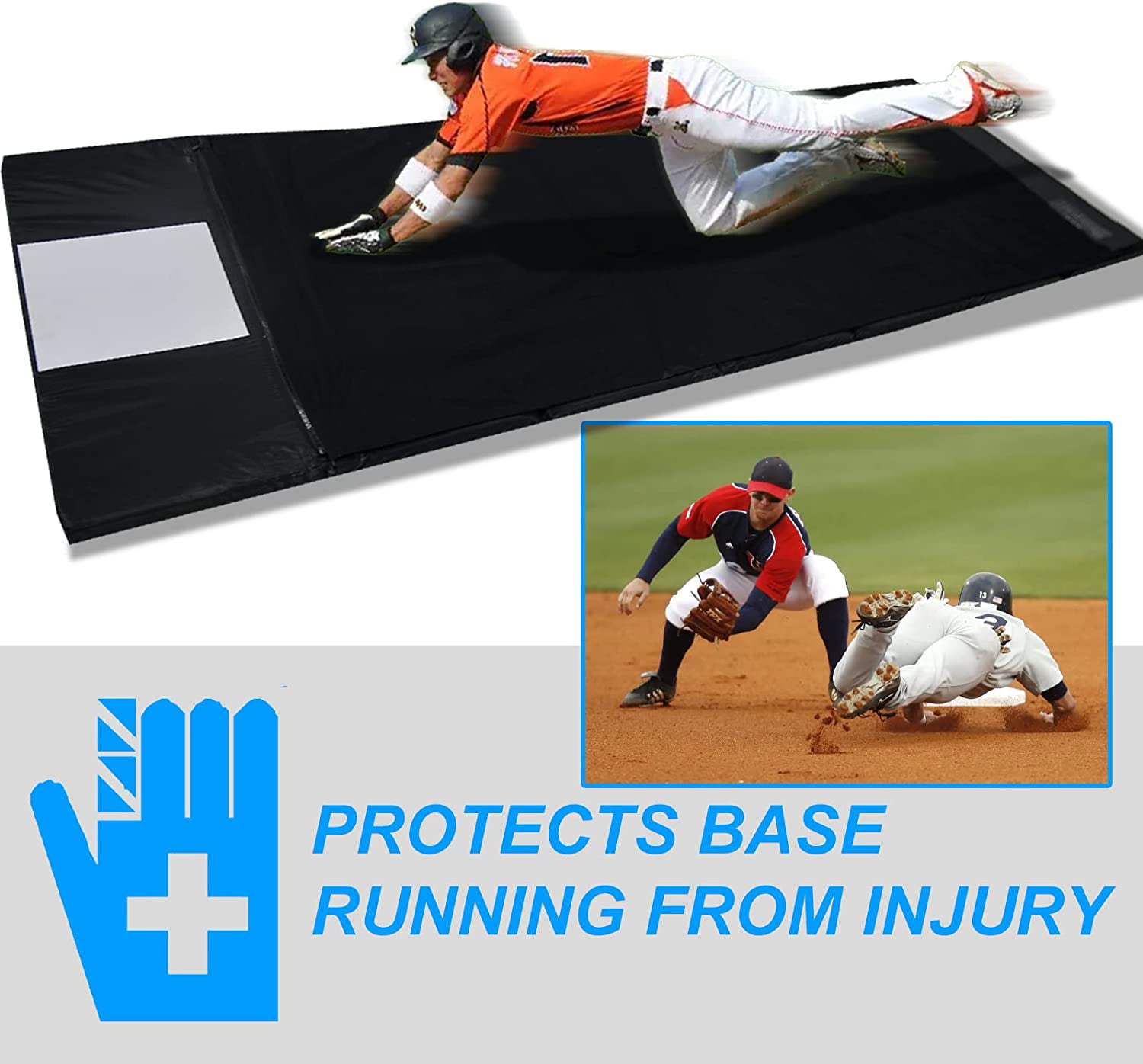 Andgoal Baseball Softball Sliding Mat - Durable Practice Mat for Indoor and Outdoor Sliding, Size: 124 x 43.3 x 1.7, Black