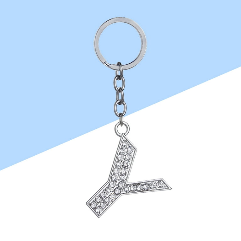 Raindrops Stylish Alphabet Letter Y Keychain with Rhinestones