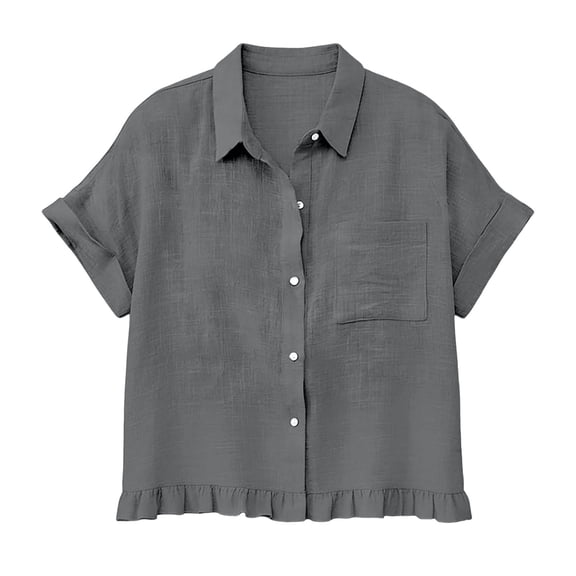 CHUMUD Plus Size Shirts for Women Short Sleeve Button Down Collared Shirt Trendy Summer
