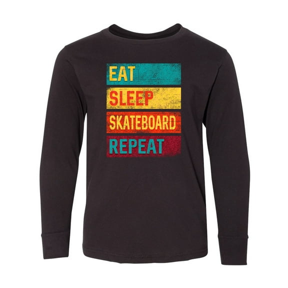 Inktastic Skateboarding Eat Sleep Skateboard Repeat Long Sleeve Youth T-Shirt
