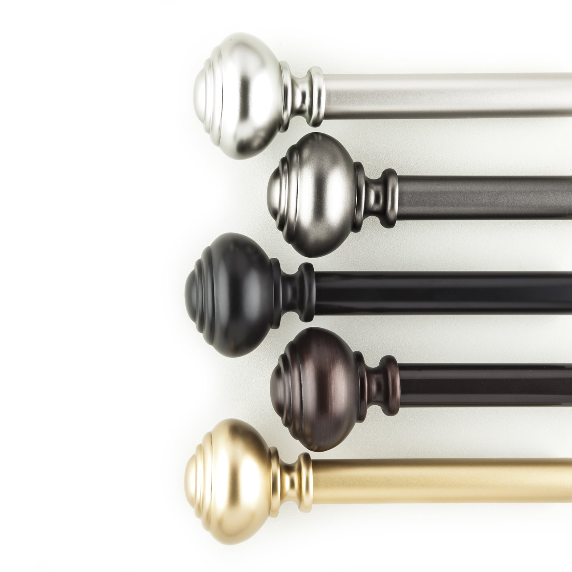 SnugSet Taylor 1" Golden Brass Knob Adjustable Single Curtain Rod Set, 36'"-72"