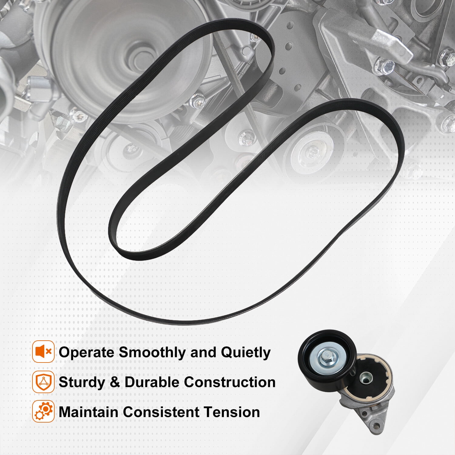 New Belt Tensioner Pulley ＆ Drive Belt for Toyota Sequoia Land Cruiser Tundra