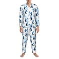thumbnail image 3 of Fotbe Penguin Winter Fun Pattern Long Sleeve Pajama Set for Men,Sleepwear Set,2-piece Loungewear Set,Soft PJs Comfy Nightwear with Pockets-, 3 of 7