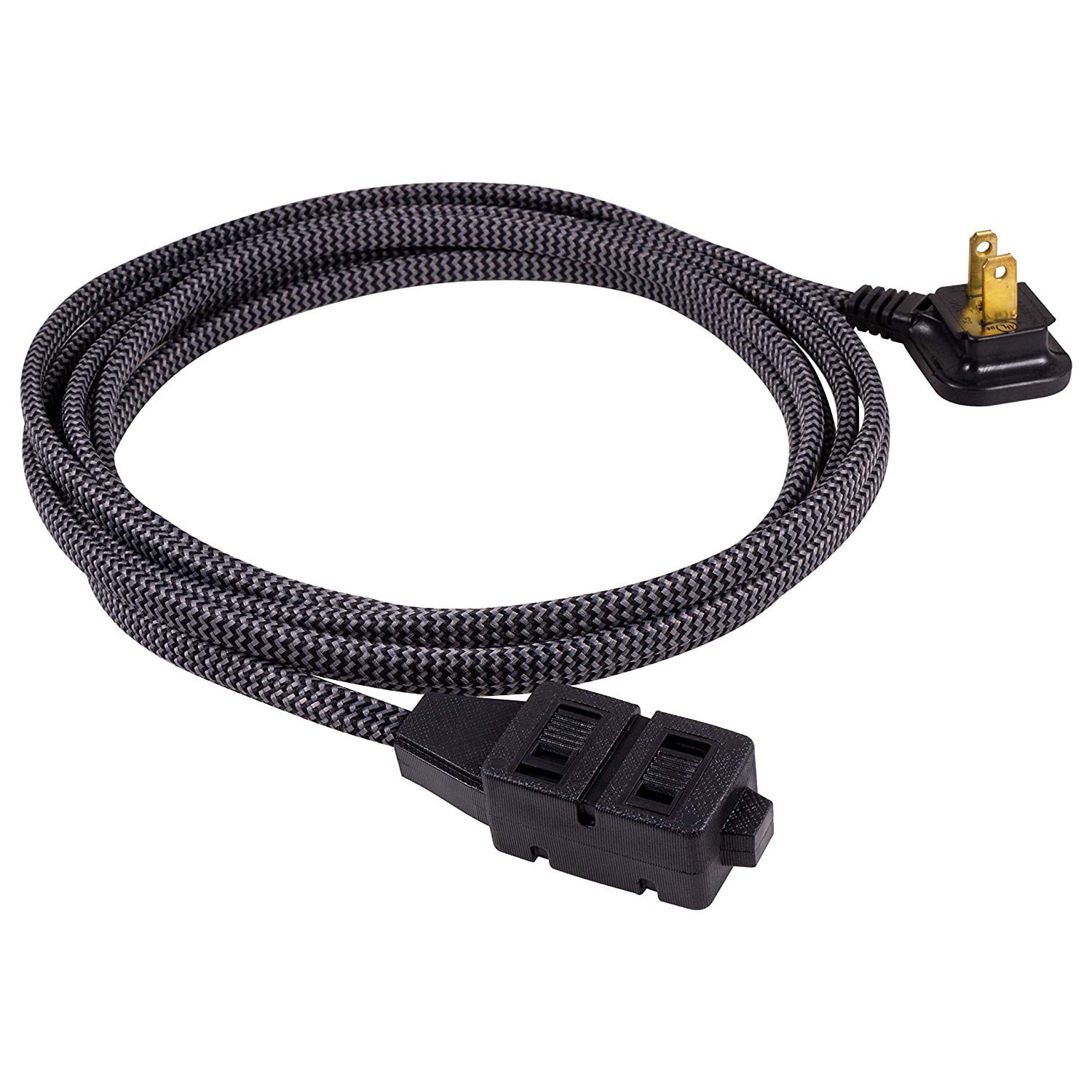 GE Pro 3Outlet Polarized Extension Cord, Braided Cord 12ft., Black