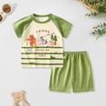 thumbnail image 2 of Linfrsh Boys 2 Piece Outfits Short Sleeve Pattern T-Shirt and Shorts Summer Clothes for Kids(Green,5-6 Years), 2 of 6