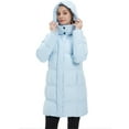 thumbnail image 3 of Wantdo Women's Winter Coat Warm Puffer Jacket Recycled Winter Bubble Jacket with Detachable Hood Light Blue L, 3 of 10