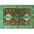 thumbnail image 1 of Ahgly Company Machine Washable Indoor Rectangle Persian Turquoise Blue Traditional Area Rugs, 7' x 9', 1 of 4