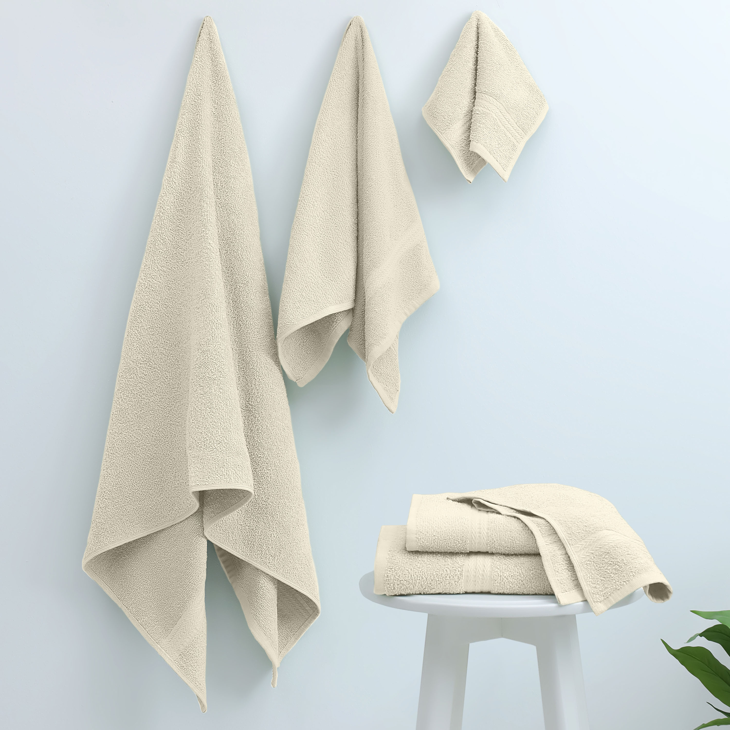 Martex Easy Living 6-Piece Cotton Towel Set, Soft & Quick-Dry Towels, Ivory