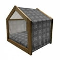 thumbnail image 2 of Geometric Pet House, Ornamental Concentric Aligned Black and White Trapped Quadrangulars, Outdoor & Indoor Portable Dog Kennel with Pillow and Cover, 5 Sizes, Black Grey and White, by Ambesonne, 2 of 5