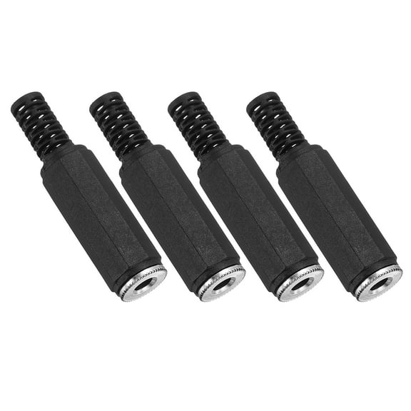 Uxcell 4 Pcs 1/8" TS Audio Female Plug, 3.5mm Stereo Jack Plug Adapter Replacement, Solder Jack Cable Connector for Speaker Microphone Guitar (Black)