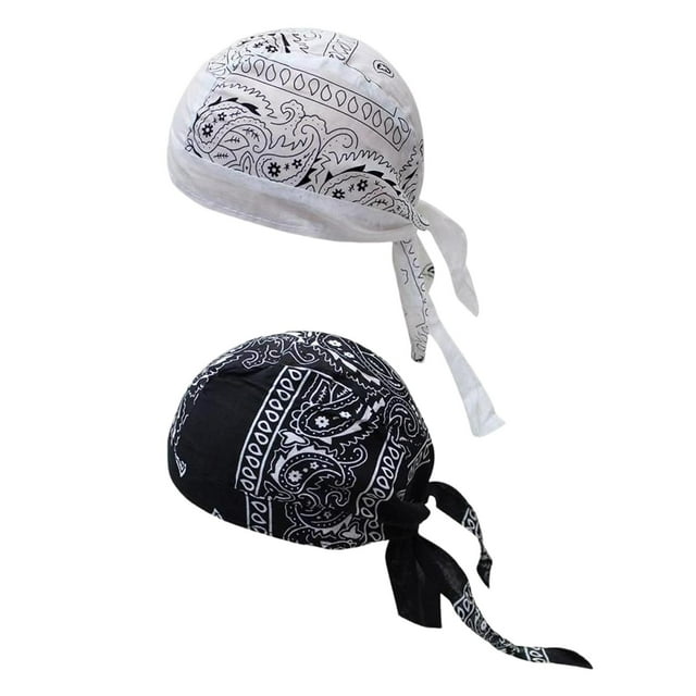 Gorro pirata para ciclismo, bandana, algodón transpirable y absorbente. Blanco negro