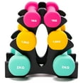 thumbnail image 1 of PRISP Dumbbells Set with Rack, 3 Pairs of Neoprene Free Weights with Stand, 1 of 8