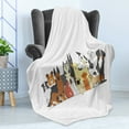thumbnail image 4 of Dog Soft Flannel Fleece Throw Blanket, Nursery Cartoon Style Clutter of Dogs Husky Jack Russel Terrier Bulldog Illustration, Cozy Plush for Indoor and Outdoor Use, 70" x 90", Multicolor, by Ambesonne, 4 of 5