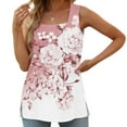 thumbnail image 2 of QQAMB Women's Tank Top Sleeveless Square Neck Floral Print Loose Fit Casual Tank Top Summer Fashion Flowy Blouse Pink M, 2 of 5