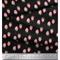 thumbnail image 2 of Soimoi Black Silk Fabric Strawberry Fruit Decor Fabric Printed Yard 44 Inch Wide, 2 of 3