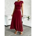 thumbnail image 2 of Women's Short Sleeve Slim Fit Long Dress Set - 92% Viscose, 8% Elastane, 2 of 8