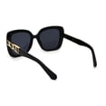 thumbnail image 4 of Womens Animal Print Arm Mod Rectangular Plastic Sunglasses Black Leopard, 4 of 4