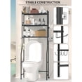 thumbnail image 5 of 3-Tier Over The Toilet Storage, Space Saver Metal Bathroom Shelves, Freestanding Above Over Toilet Storage Shelf with 4 Hooks for Bathroom, Blue, 5 of 8
