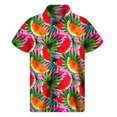 thumbnail image 3 of Camisa hawaiana con estampado de sandía colorida 2024, camisetas de verano de manga corta con botones de frutas estampadas en 3D, ropa para hombre, blusa con solapa, 3 of 4
