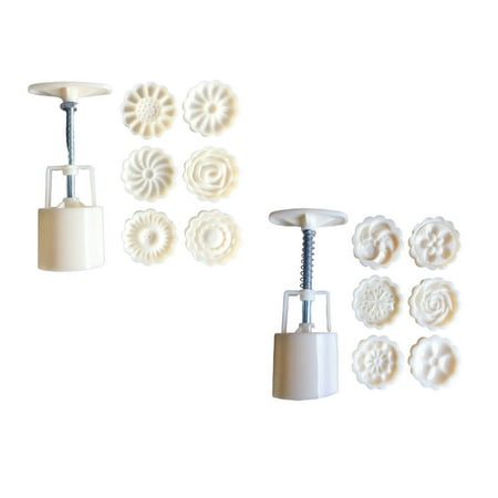

2 Sets Biscuits Moon Cake Mould Homemade Dessert Cake Pressing Stamp Hand-pressure Mould