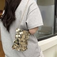 thumbnail image 5 of Purse for Women Sequin Crossbody Cell Phone Purse Compact Glitter Metal Chain Sling Bag for Evening Party Hang Bags for Women Color Gold Size One Size, 5 of 9