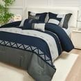 thumbnail image 4 of HIG 7 Piece Embroidery Design Bed-in-a-Bag, Navy King Size Ultra Soft Comforter Set for Adults, 4 of 13