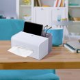 thumbnail image 7 of JingChun Multifunctional Tissue Box Organizer Caddy - Tissue Dispenser with Holder for Tablet, Cell Phone & Keys - Modern Napkin Storage Organizer for Bathroom, Kitchen, or Bedroom, 7 of 7