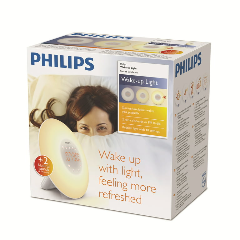  Philips Reloj despertador SmartSleep HF3500 / 60 Wake-Up Light  Therapy con simulación Sunrise, blanco : Salud y Hogar