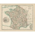 thumbnail image 2 of Johnston  24x20 White Modern Wood Framed Museum Art Print Titled - Johnstons Map of France, 2 of 4