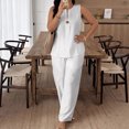 thumbnail image 2 of MXUIKV 2 Piece Sets for Women Summer Loose Fitted Sleeveless V-Neck T-Shirts Straight Leg Trousers(X-Large,White), 2 of 5
