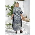 thumbnail image 3 of HAPPY BAY Women's Summer Loose Caftan Long Boho Sleepwear Loungewear Dashiki House Dress 2X-3X Aqua_AC222, 3 of 5