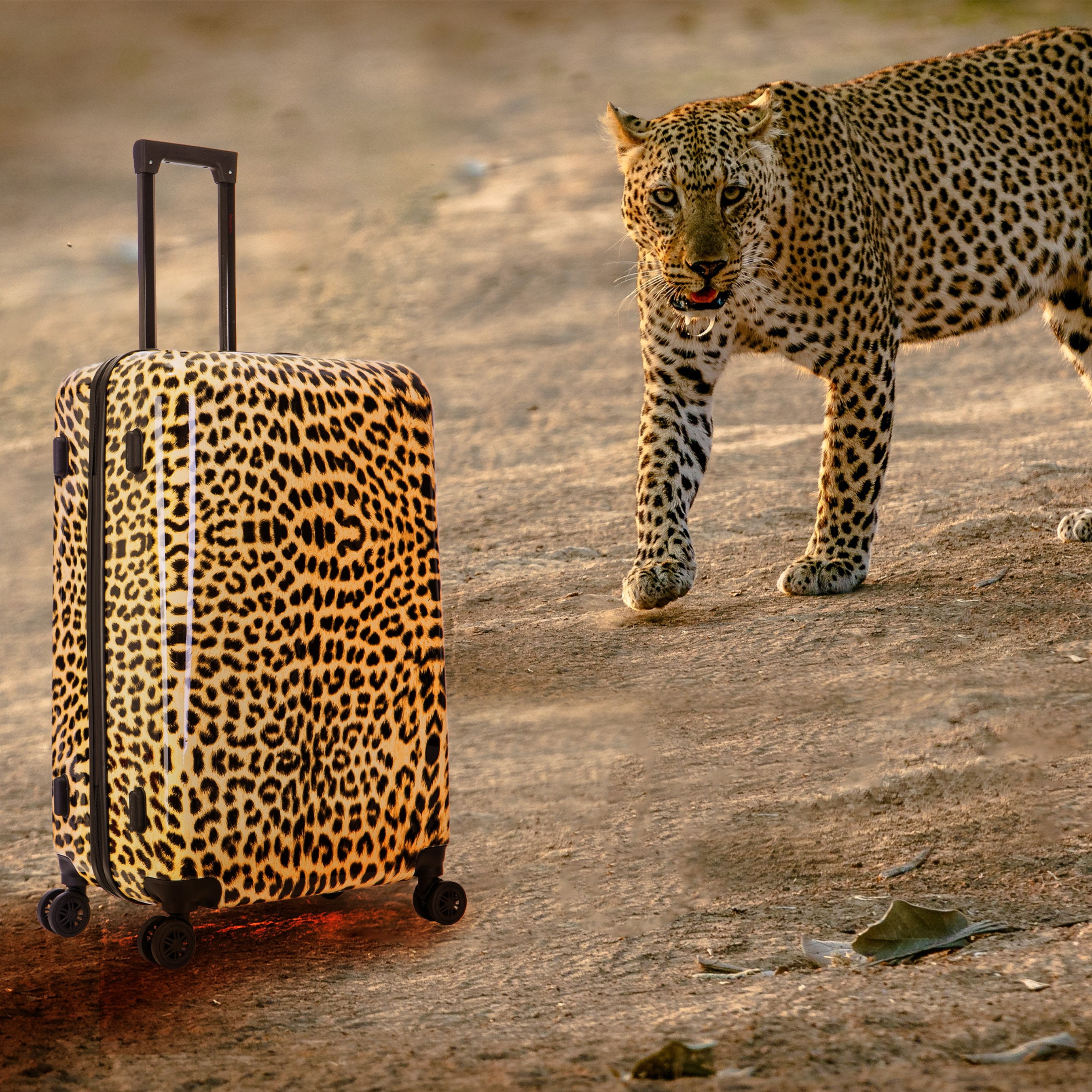 InUSA Print 28" Hardside Lightweight Luggage with Spinner Wheels, Handle and Trolley, Cheetah