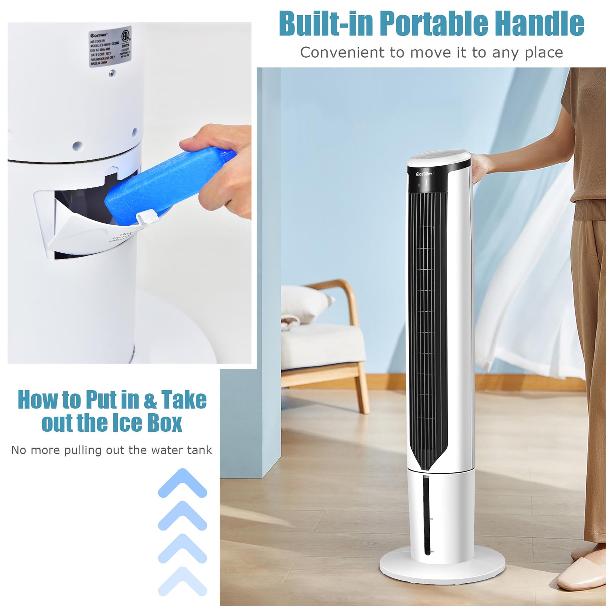 Costway 41'' Evaporative Air Cooler Quiet Cooling Oscillating Fan with Remote Control