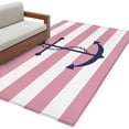 thumbnail image 2 of Pink Stripes Washable Area Rugs 3'x5', Anchor Nautical Low Pile Throw Living Room Rug Non-Slip Sturdy Edge Binding Carpet for Indoor Entryway Bedside Kitchen, 2 of 9