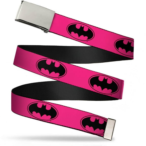 Adjustable Belt, Clamp Buckle, Cut-to-Fit, Bat Signal Fuchsia Black Fuchsia